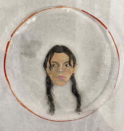 acylic on glass plate